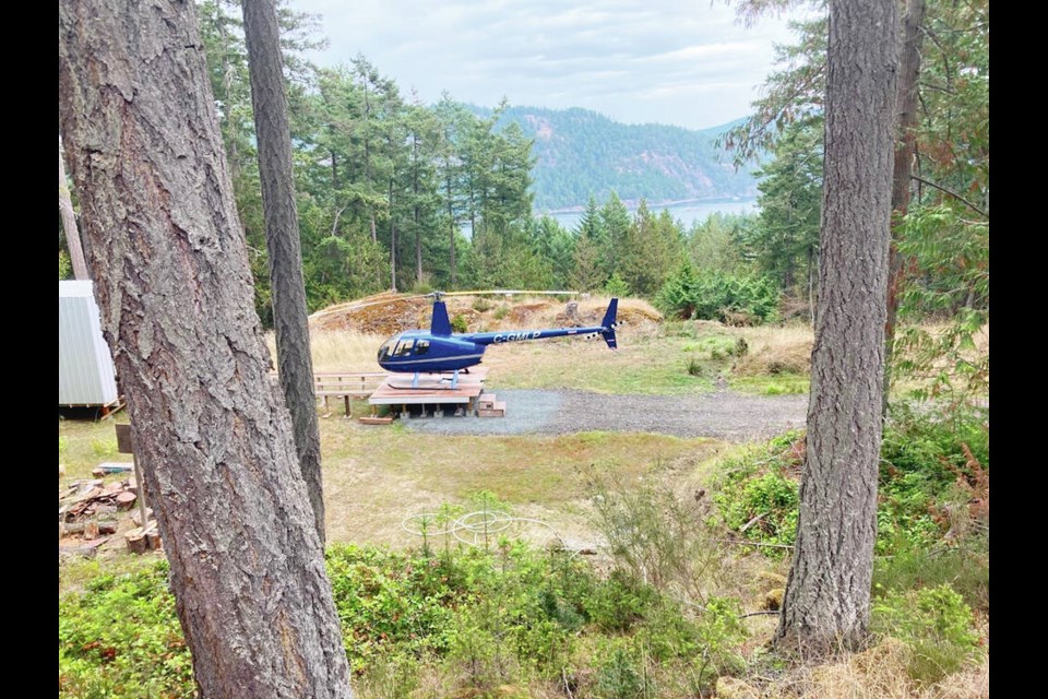 Helicopter pilot Mike Quinn says his use of a private helicopter follows all regulations and creates only a couple minutes noise disturbance every time he takes off and lands on his North Pender Island property. VIA MIKE QUINN