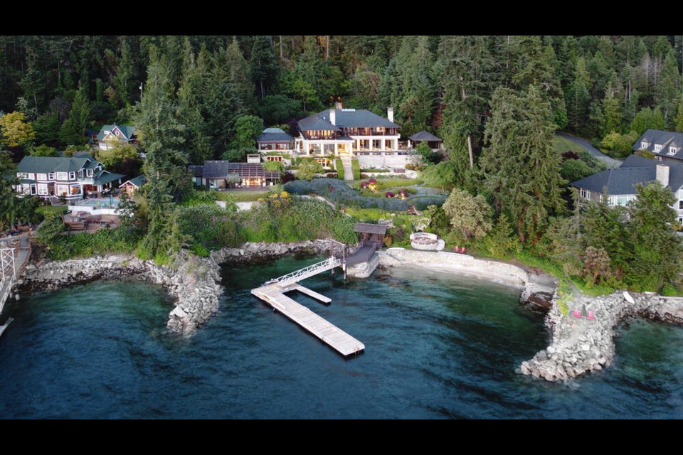 A waterfront home on the Saanich Peninsula with a private beach, pool and tennis court has sold for $22.75 million. Engel&Volkers