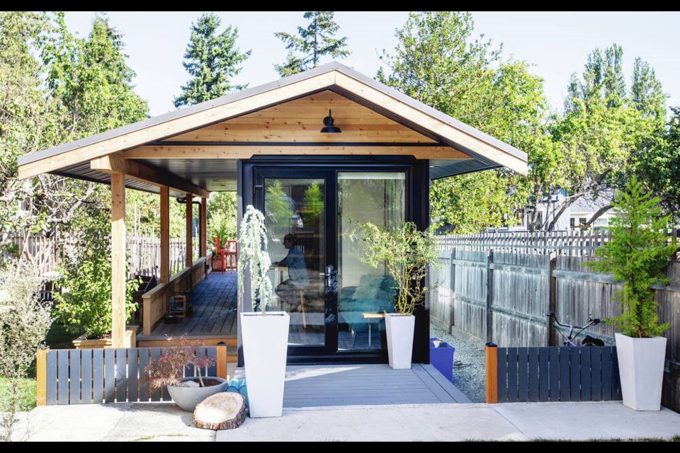This Victoria shipping container house is 40 feet long and eight feet wide, but an abundance of windows helps give it a more spacious feel. DARREN STONE, TIMES COLONIST