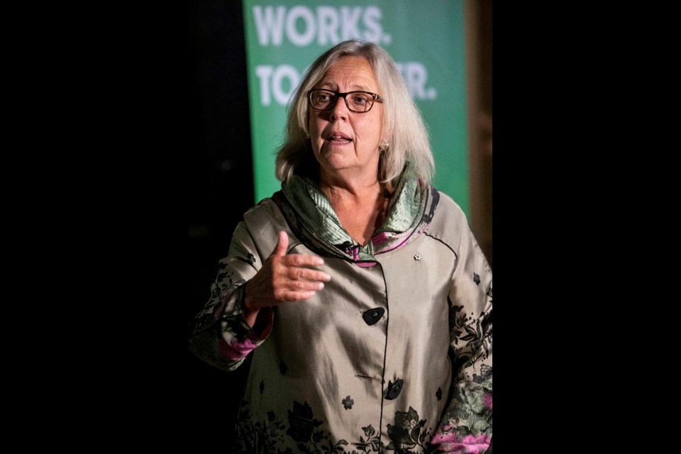Former Green Party Leader Elizabeth May, MP for Saanich-Gulf Islands. DARREN STONE, TIMES COLONIST Sept. 20, 2021