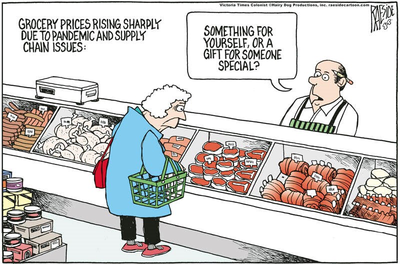 Adrian Raeside cartoon: Grocery prices. Oct. 16, 2021