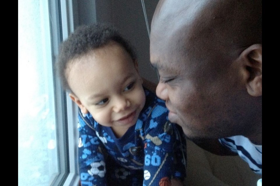 Baby Gerard (born in Feb. 2011) with dad, John Emekoba, in Poland over the Christmas holidays. Emekoba, who is Nigerian, married Jennifer Lannan of Saltspring Island in 2008. The couple is pressing Canadian immigration authorities to let Emekoba immigrate to Canada so the family can be together.