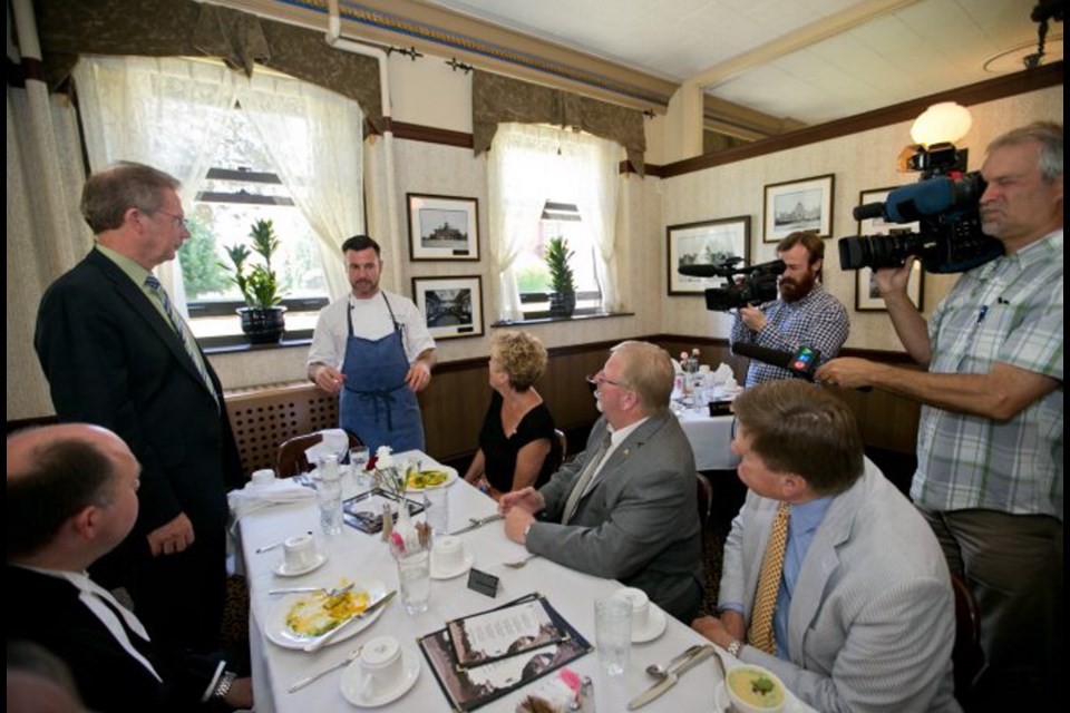 Top Chef Canada winner Matthew Stowe of Surrey talks to MLAs about locally grown food.