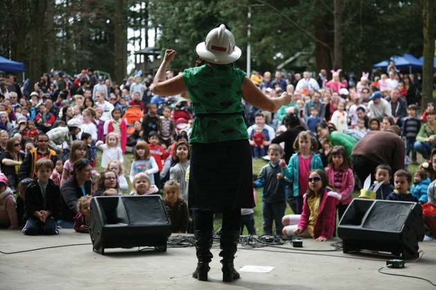 Marnie performs during Easter in the Park celebrations at Queen's Park on Sunday. The sun came out and the family-friendly entertainment included performances from Junior Bean and One Woman Circus.