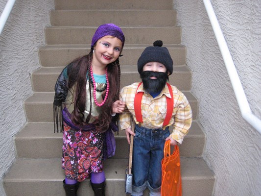 Spook time: Scarlett, 6, and Domenic, 3, were dressed up as a fortune teller and a lumber jack for the Halloween festivities.