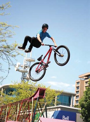 What a trickster: a Flowriders BMX demonstration was a big attraction at the Uptown Live! event in New Westminster on Saturday.