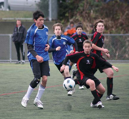 Pioneer cup winners: The Royal City Westminster United defeated North Van Fury 2-1 in a shootout to win the Pioneer Cup under-14 boys' gold soccer final at Burnaby Lake Sports Complex-West on March 3.
