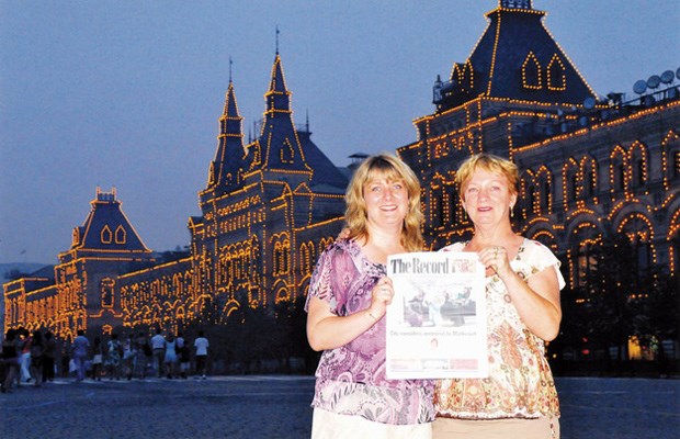 Russian nights: Joan Cox and daughter Cyndy Cox took The Record on a family trip to Moscow in August.