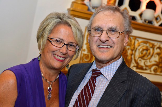 Special guest: Humanitarian Stephen Lewis poses for a shot with local NDP candidate Judy Darcy during a recent visit to New Westminster. Lewis spoke about improved care for seniors, support for special needs children, support for business and environmental issues.