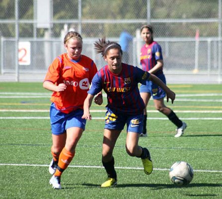 New Westminster Barcelona fashioned a record of 2-1-1 against teams two years its senior at the Western Canada girls' soccer showcase at Burnaby Lake-West over the Easter long weekend.