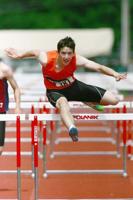Sub 15: New Westminster's Mihailo Stefanovic raced to a gold medal in the 110 metre hurdles at the B.C. high school track and field meet in Langley.