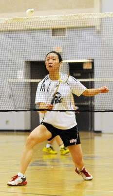 Five alive: Douglas College senior RuiLin Huang won a fifth consecutive provincial women's singles badminton title at the PacWest championships on Sunday.