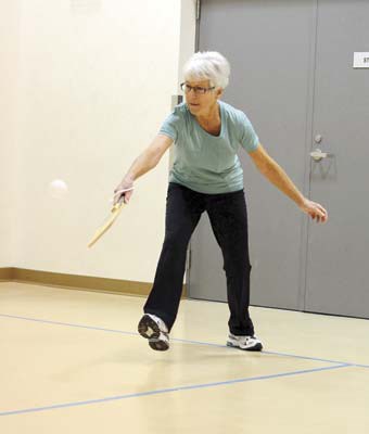 It's mine: Carole Koverchuk, leader of the pickleball group at Century House, is enthused about the sport's popularity among local seniors.