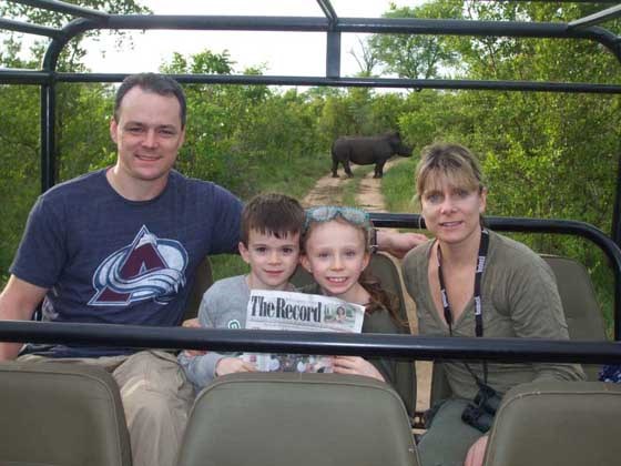 On safari: The Redford family took their Record to South Africa. Here, they're at the Sabi Sand Game Reserve on Dec. 26, 2011.