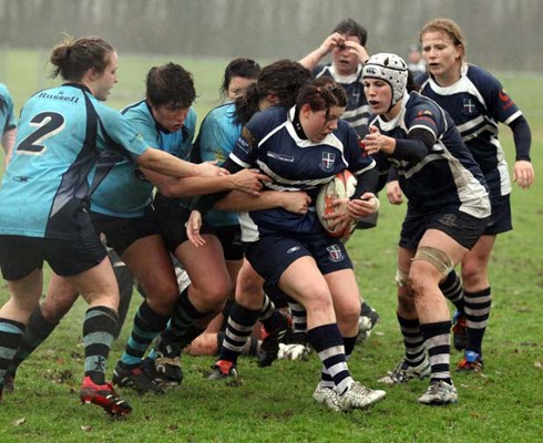 At the maul: Burnaby Lake forwards keep control of the ball in a maul en route to a 6-0 victory over the Bayside Sharks in the Anna Schnell Cup women's Tier 1 rugby championship final at Burnaby Lake-East Saturday.
