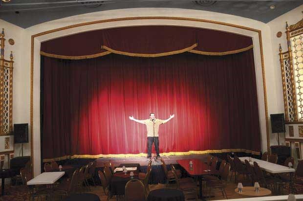Showtime: Brad Tones, executive coordinator of the Columbia shows of the grandeur of the main stage in the Grand room at in the newly renovated theatre.