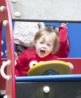 Celebrate: Ohanna Goyan, who is nearly 2, enjoyed the playground equipment during Canada Day celebrations at Queen's Park.