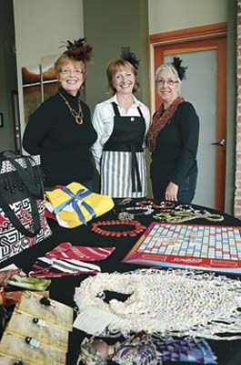 Reaching out to Africa: From left are Janine Reid, Arlene Lacroix and Carole Wylie, getting ready for the Royal City Gogos upcoming marketplace and Scrabble fundraiser.