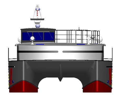 Pirate Ship: Pirates beware, the Stealth Interceptor, a purpose-built catamaran equipped with armour and firing positions. Designer Graham Pfister hopes his design will become the standard for boats escorting convoys through pirate infested waters.