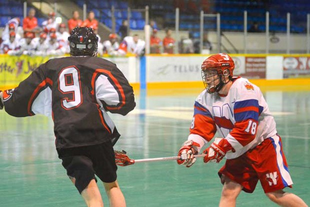 The right one: The New Westminster Salmonbellies looked good in their B.C. Junior Lacrosse League opener against Delta at Queen's Park Arena on Sunday.