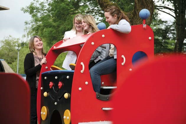 Family fun: The Gunderson family invites residents to join them at the Megan's Place Tiny Tot Playground Picnic and Children's Festival is taking place on Sunday June 24 in Ryall Park. Melanie Gunderson is joined by daughters Maddie, Candice and Sara at Megan's Place.