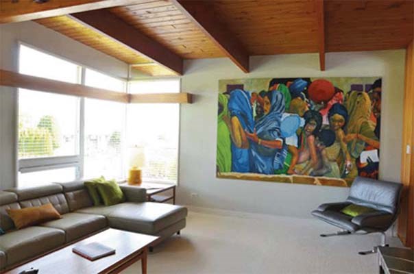 Retro chic: Sheila Sullivan and Oliver Demuth's mid-century modern home in Massey Heights. The couple bought the property in 2008. The home was custom built for Helen and William Dempsey in 1956 and was the Demspey family home for 50 years.