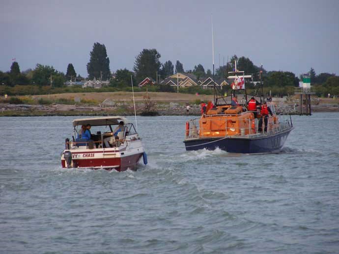 The Canadian Lifeboat Institute's newest rescue vessel was on the job just two hours after it was delivered in Steveston yesterday.