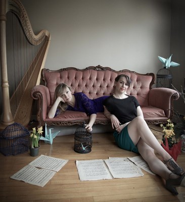 Two of a kind: Ladybird, featuring singer Britt MacLeod and harpist Elisa Thorn, is onstage Saturday at noon.
