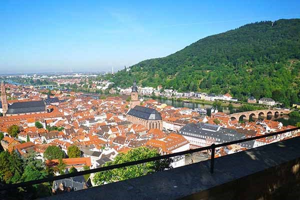 Heidelberg's old town: overview from Heidelberg castle's terrace.