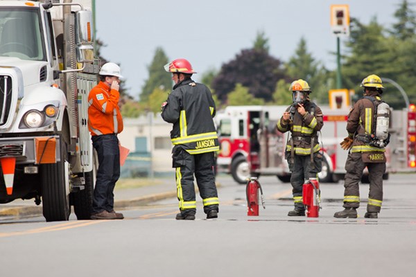 Delta fire and police crews were on hand as B.C. Hydro worked to restore power to several buildings in Delta's municipal precinct after a cable malfunction at an underground junction at the Ladner bus loop. Power is expected to be restored by 3:30 p.m.