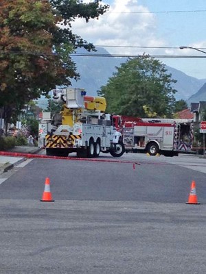 On scene: B.C. Hydro employees arrive on scene at Hastings Street and Madison Avenue in Burnaby to repair a damaged power pole that was hit by a garbage truck this afternoon.