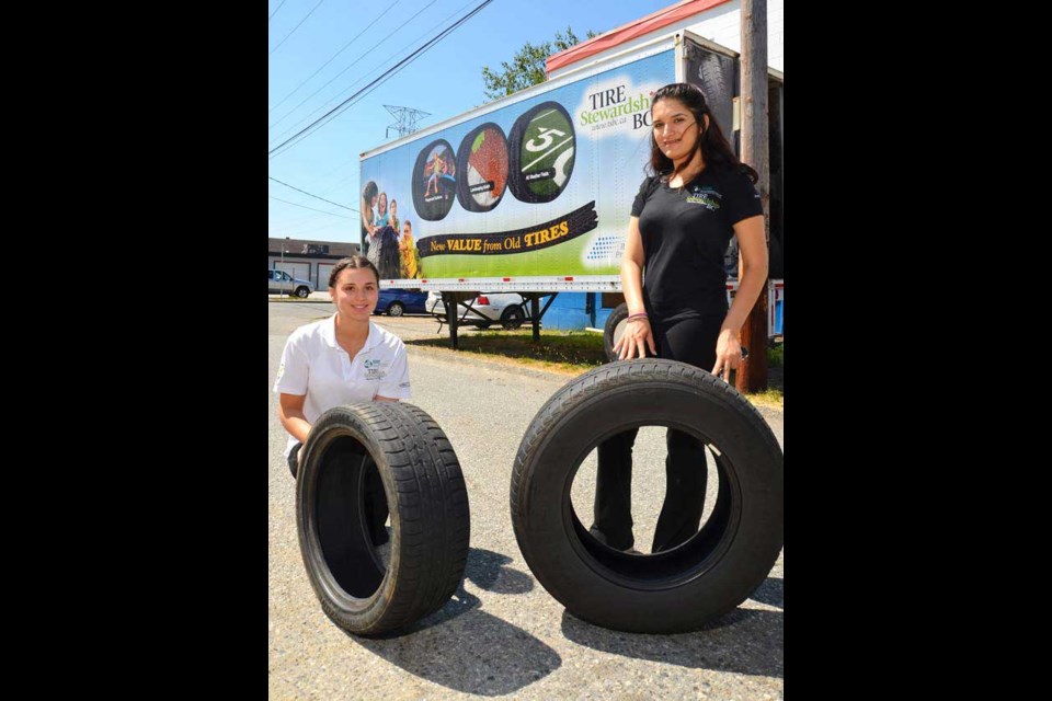 Kal Tire keeps a trailer onsite to collect used tires at the Burnaby location on Boundary Road.