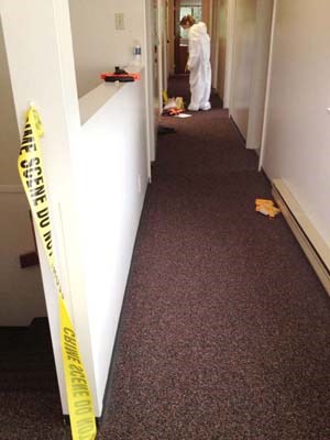 Crime scene: Police tape marks the beginning of this mock crime scene set up to test students attending the BCIT forensic summer camp. The "CSI-Burnaby" camp gives youth an introduction to a career in forensics.