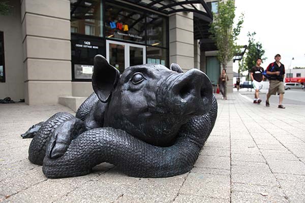 Pig and Snake sculpture