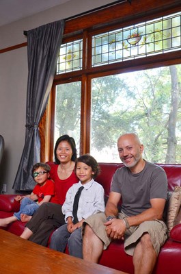 Sweet home: Deanna Tan Francoeur and her husband, David Francoeur, with their kids, Nyalo, 4, and Maceio, 6, in their 100-year-old house in Glenbrooke. The couple, who weren't even in the market for a new house, snatched up the heritage gem in 2011.
