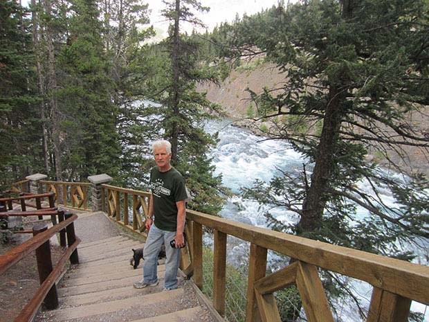 Walk-in-the-park trail of Bow Falls.