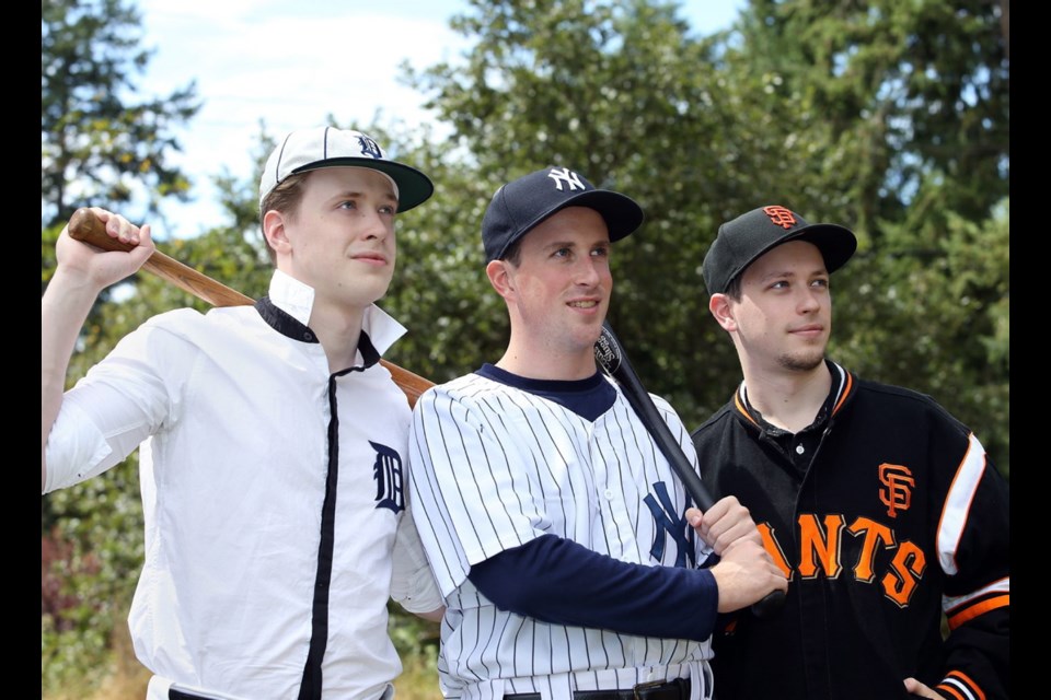 From left, brothers Corin Wrigley, Brian Wrigley and John Green are all appearing in the Fringe festival, which runs until Sept. 1. Corin, 17, stars as Ty Cobb in his self-penned drama Something Like a War, premiring Thursday.