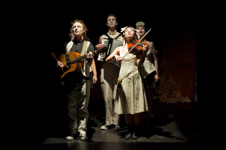 Cohen classics: From left, Rachel Aberle, Steve Charles, Benjamin Elliott, Marlene Ginader and Lauren Bowler in Chelsea Hotel. The production, which features the music of Leonard Cohen, is part of the Arts Club on Tour series at the Shadbolt Centre this season.