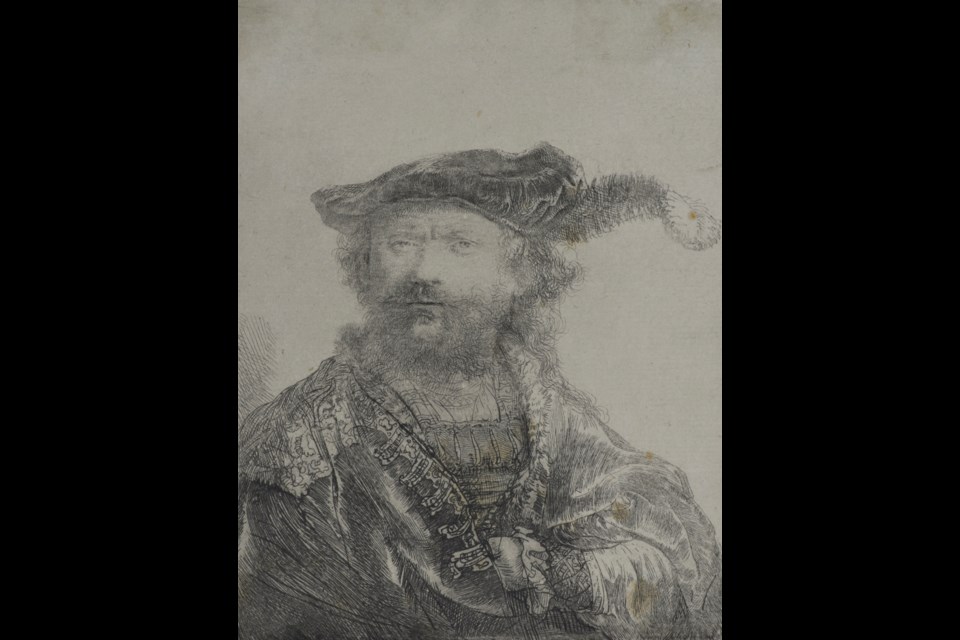 Face of the master: Rembrandt van Rijn's Self-Portrait, a 1638 etching on paper, is part of the Inner Realms: Dutch Portraits exhibition at Burnaby Art Gallery.