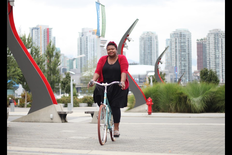 Cecily Walker goes for a spin on her custom Betty Foy.