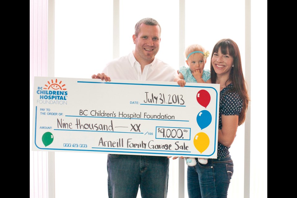 Burnaby couple Matt and Amanda Arneill raised more than $9,000 for the B.C. Children's Hospital in a gesture of gratitude for care their baby daughter, Lauren, received.