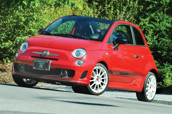 The Fiat 500c Abarth is both adorable and aggressive, its cute design and small stature accented by scorpion logos, big wheels and an incredible engine growl. It is available at Carter Fiat in Park Royal Mall. Photo Cindy Goodman, North Shore News