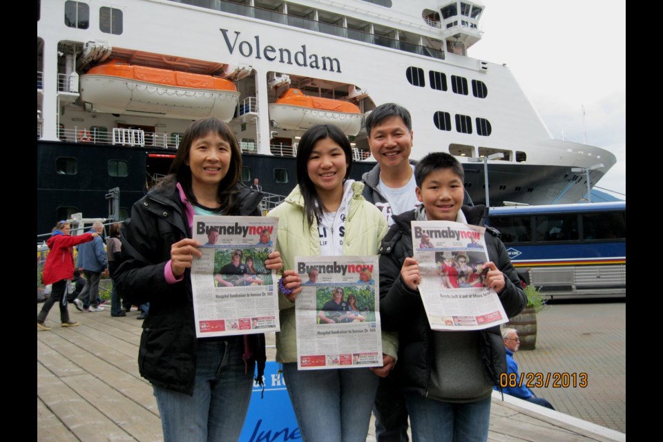 Melinda, Carissa, Andrew and Matthew Wong went on a cruise to Alaska, aboard the Holland America Volendam, and they took the NOW along for the trip.