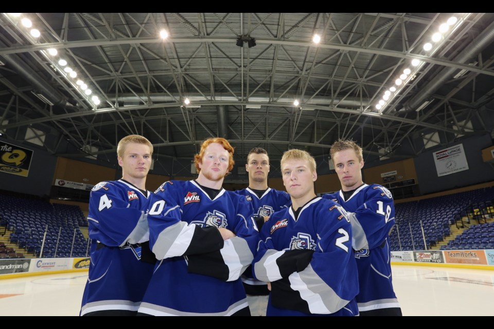 Victoria Royals Jordan Fransoo, left, Ben Walker, Keegan Kanzig, Joe Hicketts and Logan Nelson are among the players returning for the Royals' third season in Victoria.