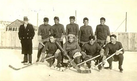 The Alkali Lake Braves with centreman Alec Antoine in the middle of the back row.