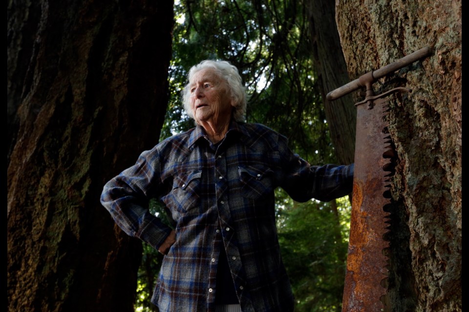 Thelma Godkin, 91, worked alongside male loggers in the woods in her late teens and early 20s.