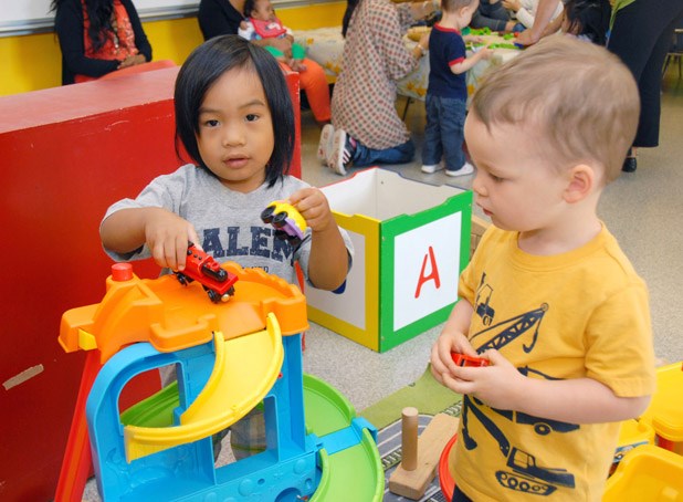 Zion Manghi, left, and Jamison Dong, are among the children who have enjoyed programs at the New Westminster Family Place.Family Place is celebrating its 30th anniversary with a big fundraiser on Oct. 17.