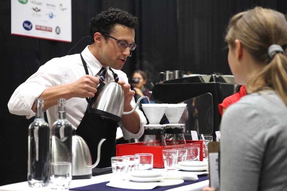 Barista Tristan Mapstone from Fernwood Coffee Company won second place at the Western Regional Barista Championships on Saturday.
