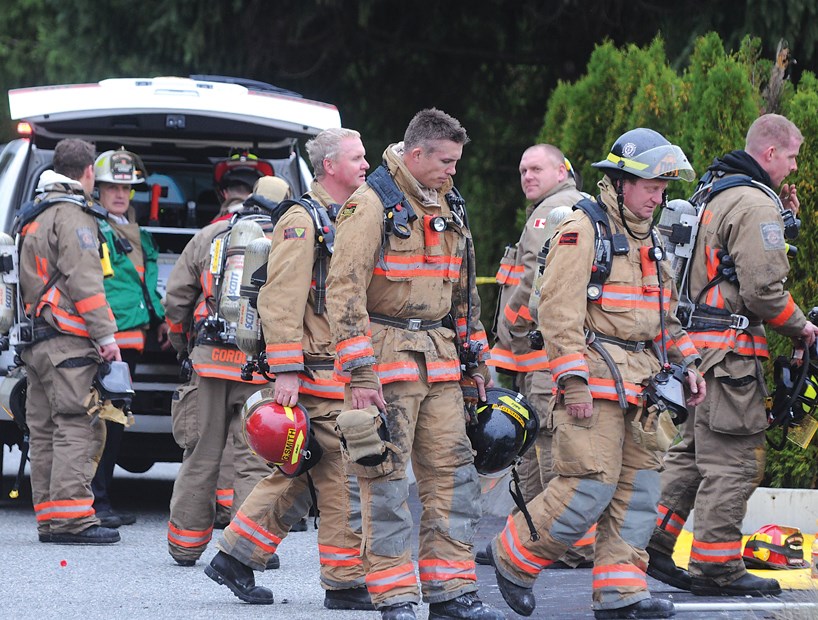 West Vancouver firefighters at Hillside Road fire.
