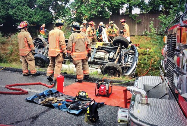 flipped truck